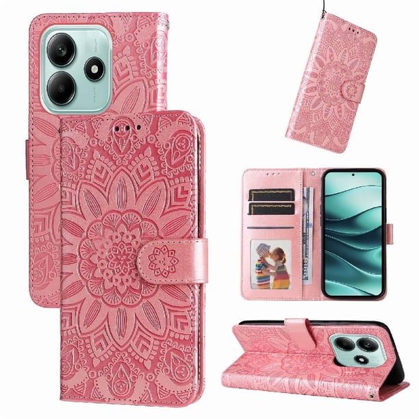 Funda tipo cartera GANGXUN para Xiaomi Redmi Note 14 5G , diseño girasol, cuero PU, soporte, cierre magnético, tarjetero