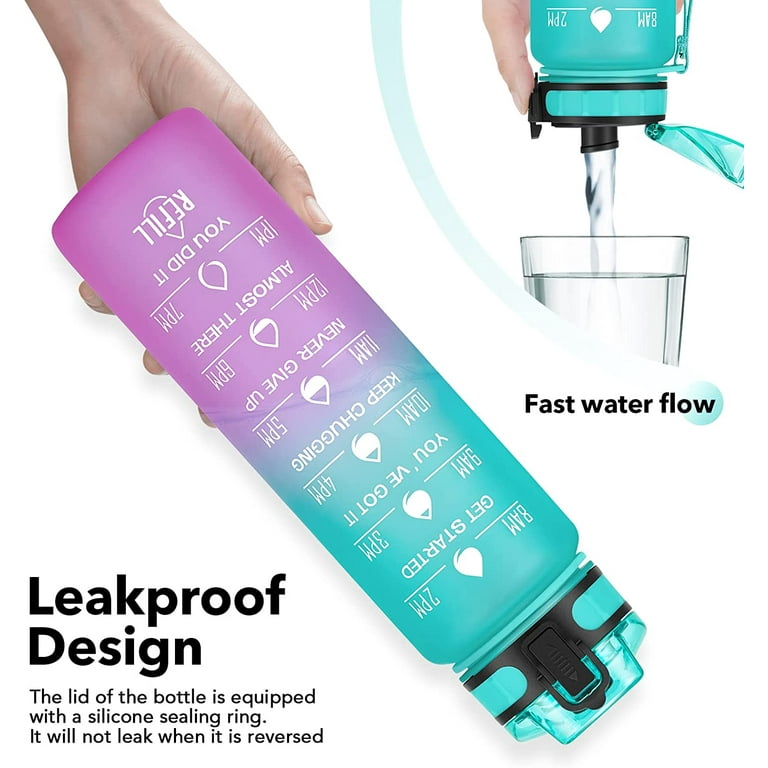 Motivational Water Bottle with Time Marker & Straw - BPA Free & Leakproof  Frosted Portable Reusable Fitness Sport 1L Water Bottle for Men Women Kids  Student to Office School Gym Workout 