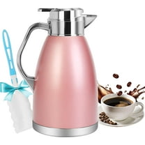 SSAWcasa 61oz Thermal Coffee Carafe Stainless Steel Double Wall Vacuum Thermos Thermal Flask Coffee Dispenser Insulated Coffee Carafes Keeping Coffee Water and Tea 12 Hours Hot, 24 Hours Cold (Pink)