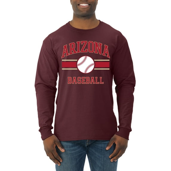 Wild Bobby City of Arizona Baseball Fantasy Fan Sports Men's Long Sleeve T-Shirt, Maroon, Large