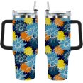 thumbnail image 2 of Flower Floral 40oz Tumbler With Handle Gifts For Grandma Aesthetic Tumbler With Lid And Straw For Hiking, 2 of 6