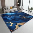 thumbnail image 1 of Area Rugs 7 X 8 ft Rug for Living Room Soft Non Slip Rug Low Pile Abstract Swirl Lines Printed Area Rugs Bedroom Farmhouse Dining Room, Home Decor Indoor Dark Blue, 1 of 7
