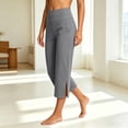 thumbnail image 7 of Yoga Capris for Women Tummy Control Stretch Wide Leg Workout Pants with Pockets Summer Lounge Athletic Trousers 2026 Gray L, 7 of 7