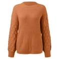 thumbnail image 5 of UJNDER Crewneck Long Sleeve Puff Sleeve Sweater for Women Casual Loose Knitted Pullover Orange XXL, 5 of 8