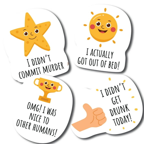 Magnet Me Up I Adulted Sarcastic Accomplishment Magnet Decal 4 Pack, 3 Inch, Funny Joke Gag Gift Set, Inspirational Achievements of Adult