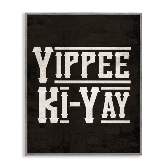 Stupell Industries Yippie Ki-Yay Saying Text & Numbers Painting Gray Framed Art Print Wall Art, 24 x 30