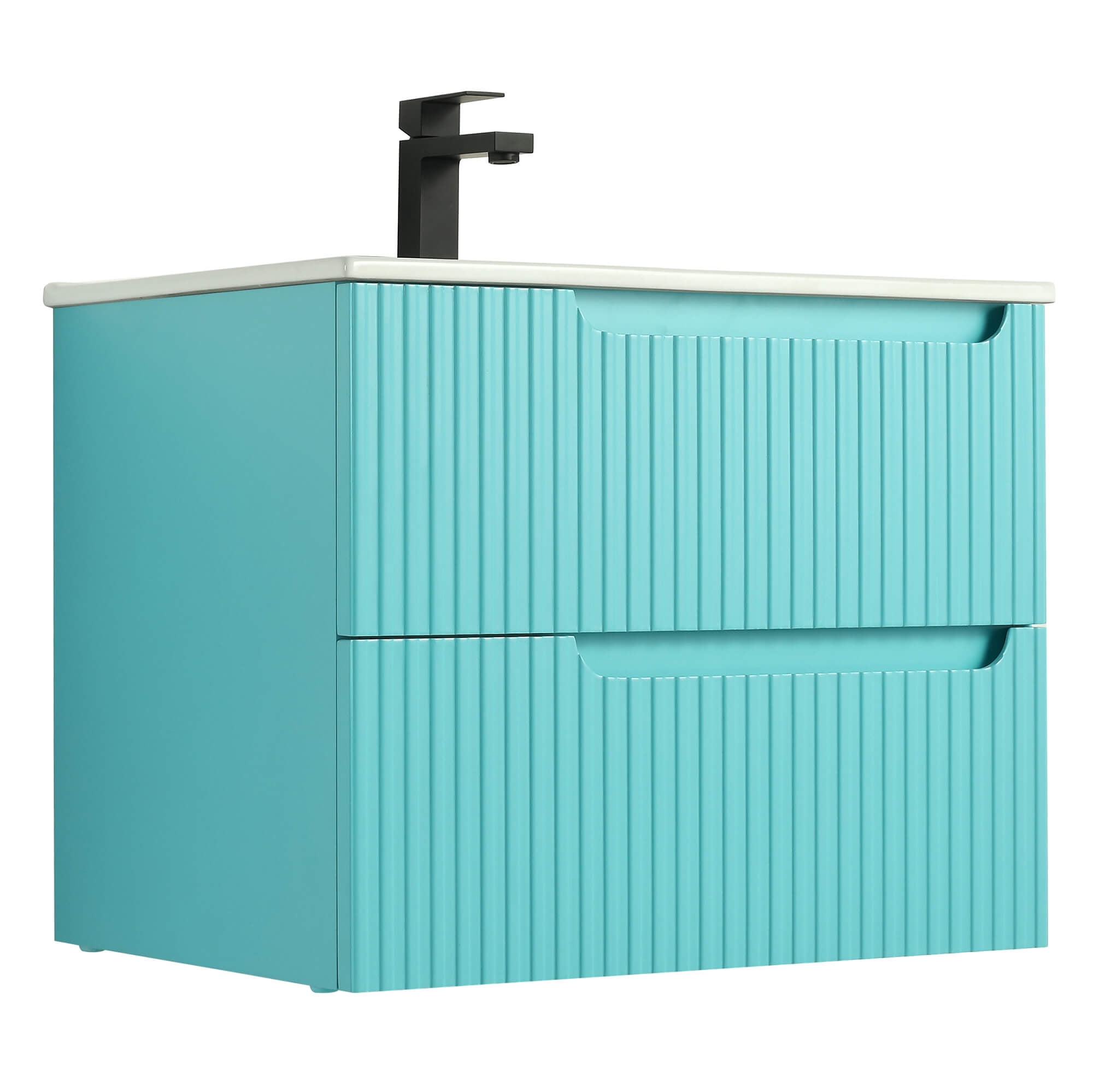 Citiscape Modern Bathroom Vanity with Textured Drawer Fronts 24" Wide - Tiffany Blue - Sink Included