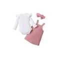 thumbnail image 2 of Arvbitana 3Pcs Baby Girls Outfit, Sweet Style Long Sleeve Round Collar Romper + Suspender Skirt + Headwear Set, 2 of 6