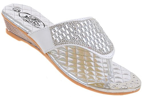 jeweled flip flops wedge