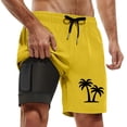 thumbnail image 4 of ibiyuan Men Swim Trunks Long with Compression Boxer Liner Quickdry Mens Bathing Suit 2 In 1 Beach Board Shorts Pockets Soft Colorful Pool Party Swimwear,G-Yellow, 4 of 4