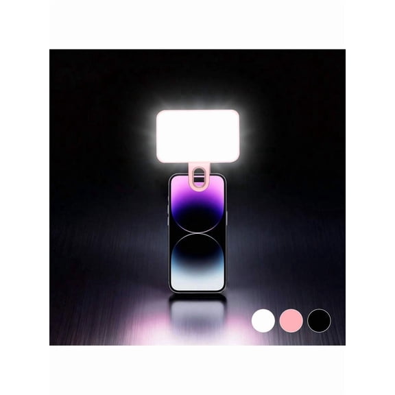 Selfie LED Fill Light, 3 Lighting Modes, USB Rechargeable, Adjustable Brightness for Phones & Laptops