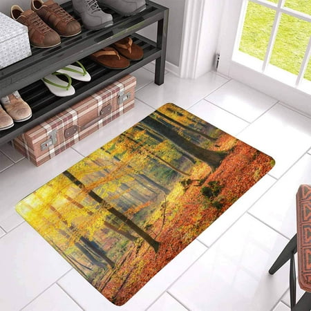 mats door 30x18 doormat foggy mat entrance rug inches autumn colorful forest indoor pop floor decor