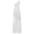 thumbnail image 2 of iiniim 2 PCS Worship Praise Dance Outfit for Women Color Block Irregular Hem Dress with Wide-Leg White M, 2 of 7