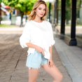 thumbnail image 3 of Women's Oversized Long Sleeve Pullover Sweatshirt with Drop Shoulders and Side Slits - Large, White, 3 of 6