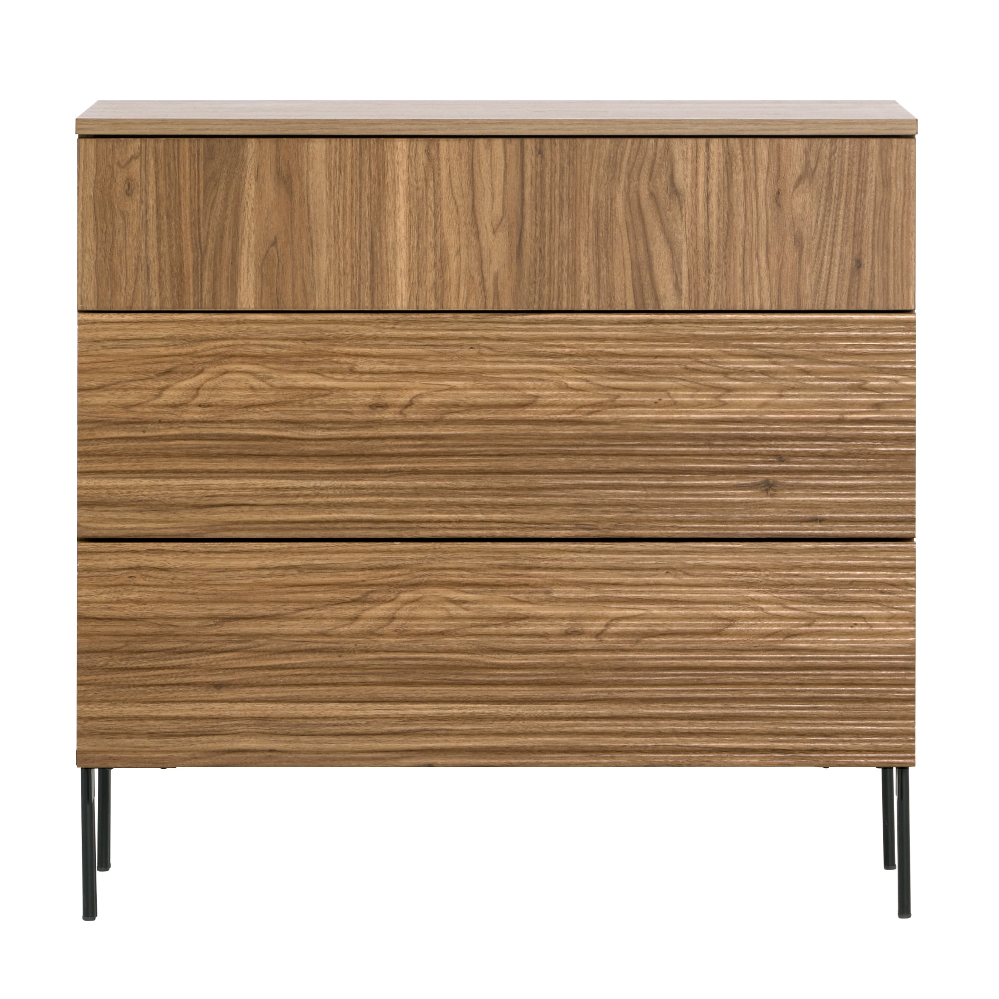WAMPAT 31.5" Sideboard Cabinet with 3 Drawers, Modern Fluted Storage Cabinet with Push-to-Open Design, Accent Credenza for Dining Room, Living Room, Bedroom