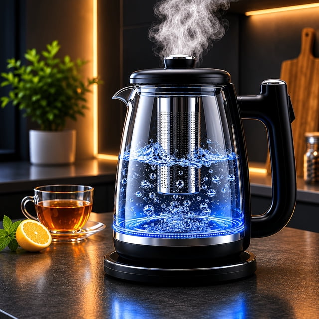 Electric kettle with detachable tea infuser, 1.8L large capacity
