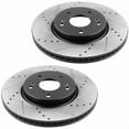 thumbnail image 2 of Front Drilled & Slotted Disc Brake Rotors + Ceramic Pads + Cleaner & Fluid Fits for 2013 2014 2015 2016 2017 2018 2019 Honda Accord (2.0L 2.4L 3.5L)-5 Lug Wheel Holes, 2 of 5