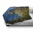 thumbnail image 3 of Big Sur Soft Flannel Fleece Throw Blanket, Photo of an Aerial Vista Scene of California Coast High Mountains, Cozy Plush for Indoor and Outdoor Use, 60" x 80", Sea Blue and Multicolor, by Ambesonne, 3 of 6