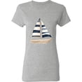 thumbnail image 3 of Inktastic Blue Striped Sailboat Nautical Women's T-Shirt, 3 of 5