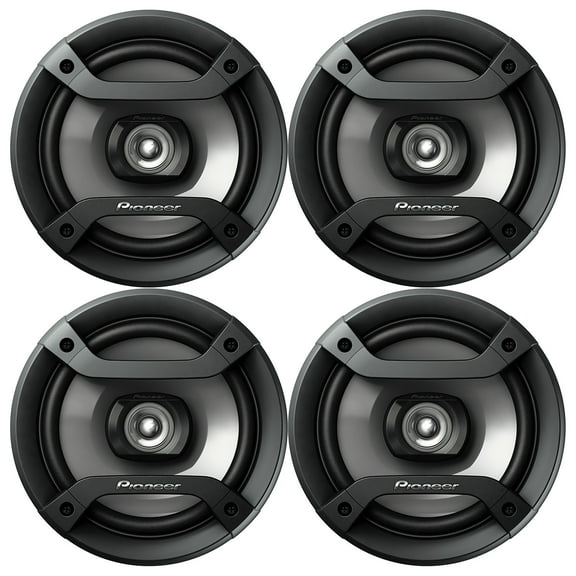 Pionee Max Power 2 Way Slim Mount Car Audio Speakers, Black, TS-F1634R, 4 Pack