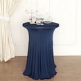 thumbnail image 2 of Balsa Circle Navy Blue Cocktail Table Cover Natural Wavy Drapes Spandex Tablecloth Reception, 2 of 8