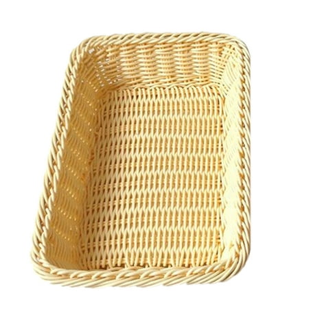 Bread And Vegetable Bin 40* 30* 7 cm Rectangle Imitation Rattan Bread Basket Woven Storage Basket For Fruit Food Vegetables - Cream-coloured ()