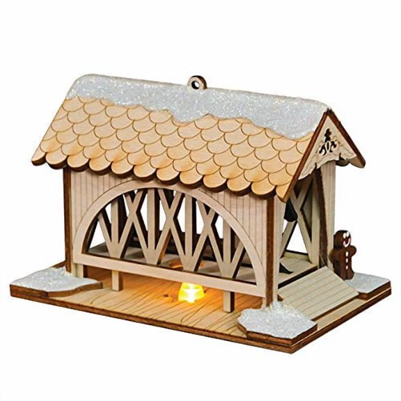 Ginger Cottages Covered Ginger Bridge-One Horse Open Sleigh Ornaments for Christmas Tree