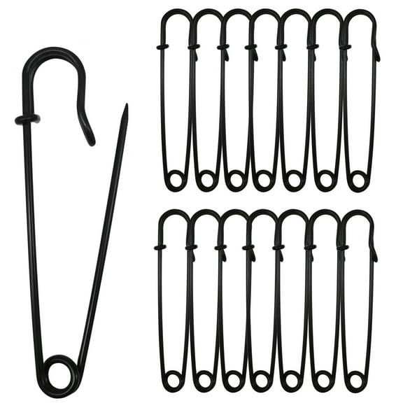 3 Inch Large Safety Pins Heavy Duty, Pack of 30 Nickel Plated Steel for Clothes Blankets Skirts Kilts Crafts Leather Canvas, Black
