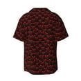 thumbnail image 2 of Haiem Red Skulls 4 Men's Casual Shirts Short Sleeve Button Down Shirts Fashion Textured Summer Beach Shirt-Small, 2 of 7
