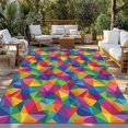 thumbnail image 2 of Colorful Geometric Outdoor Rug for Patio/Deck/Porch, Non-Slip Large Area Rug 3 x 5 Ft, Modern Multicolor Abstract Motifs Indoor Outdoor Rugs Washable Area Rugs, Reversible Camping Rug Carpet Runner, 2 of 8