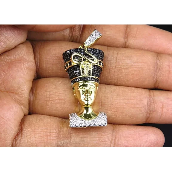 Aishvi Jewels 2Ct Round Cut Lab-Created Diamond Queen Nefertiti Pendant 14k Yellow Gold Plated