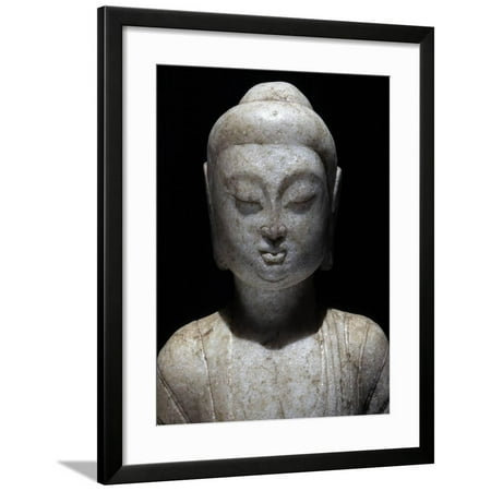 - Marble fragment of a statue of Buddha, China, Song dynasty, 960-1279 Framed Print Wall Art By Werner Forman