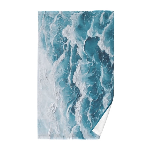 Pure Cotton Face Towel 16x28 Inches Hand Towel Bath Towel Hand Bath Towels Soft Good Water Absorption for Washing Face Wiping Face Blue Ocean Pattern