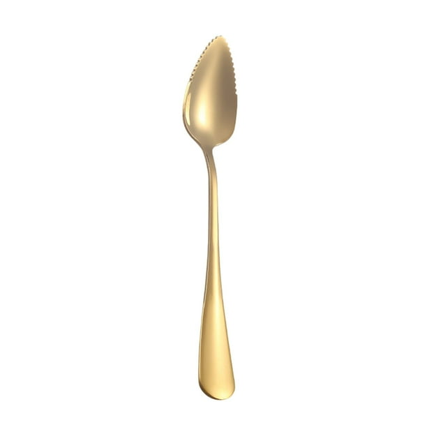 Yhmxh Utensilios de cocina Cuchara raspadora de acero inoxidable, cuchara para barro, suplemento alimenticio para niños, cuchara para fruta, cuchara para barro dentada para el hogar