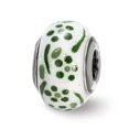 thumbnail image 1 of Sterling Silver Reflections Green Glitter Flower Italian Glass Bead, 1 of 1