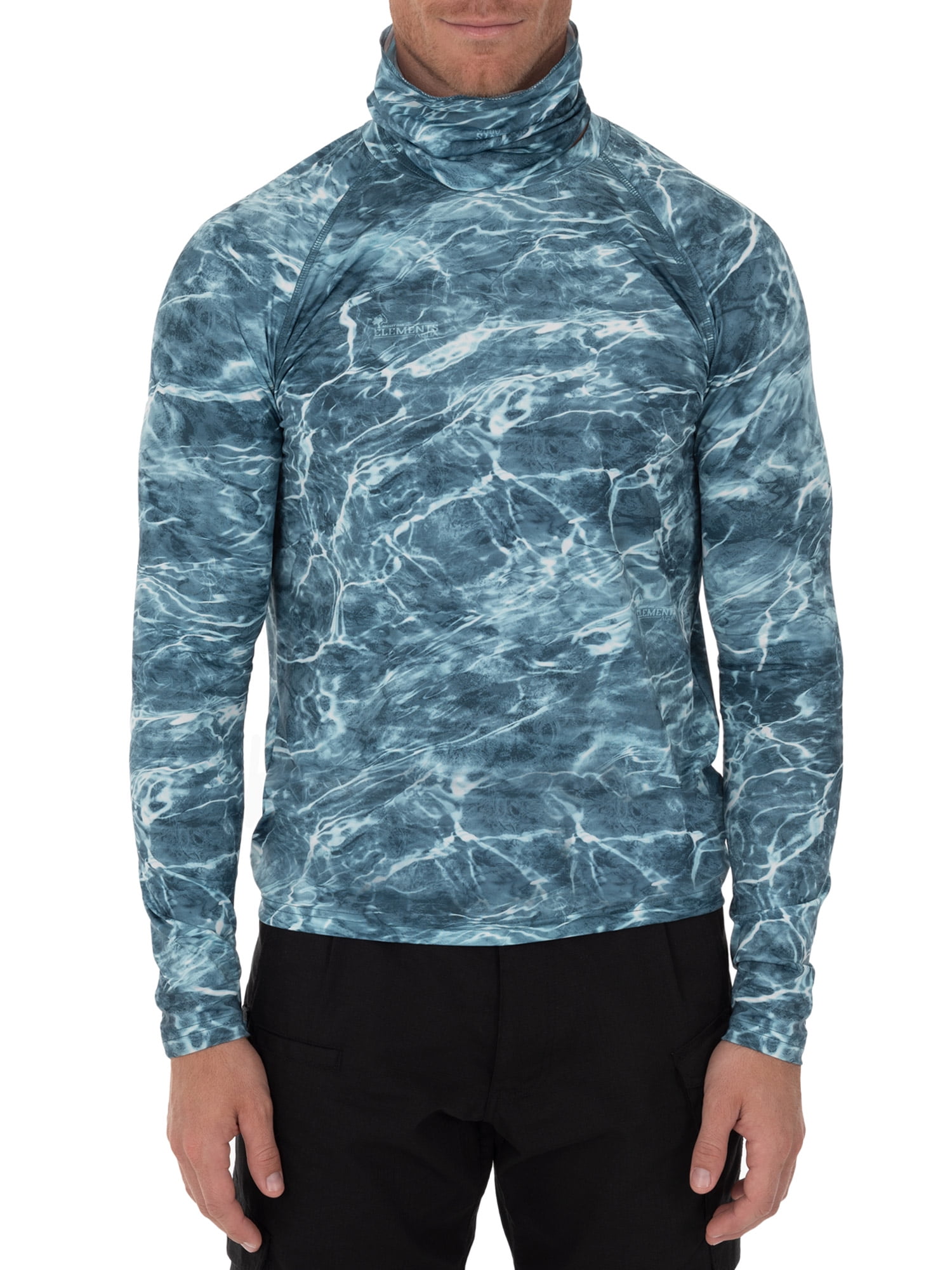 Mossy Oak Men's Insect Repellent Long Sleeve Performance Camo Fishing Tee with Gaiter, Size M-3XL