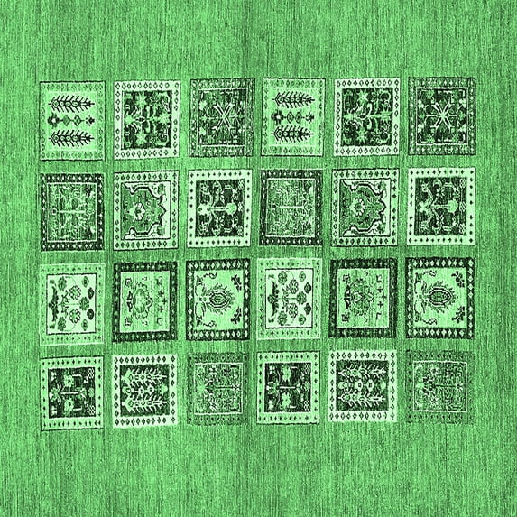 Ahgly Company Indoor Square Abstract Emerald Green Modern Area Rugs, 6' Square