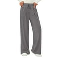 thumbnail image 6 of Women's Elastic High Waist Knit Wide Leg Pants, Casual Trousers with Pockets, Comfort Lounge Pants for Home, Travel and Daily Errands,Gray,XL, 6 of 6
