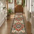 thumbnail image 1 of Alfombra Corredor 60x240 Cm Lavable, Alfombra Suave Antideslizante para Cocina, Estilo Moderno para Sala de Estar, Dormitorio y Entrada, Color Rojo y Verde, 1 of 7