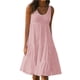 thumbnail image 1 of Vestidos de verano para mujer UMfun, moda para vacaciones, verano, color sólido, sin mangas, fiesta, playa, vestido rosa, 1 of 6