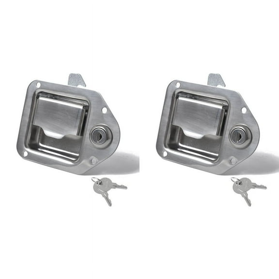2X Trailer Toolbox Handle Latch with Lock Highly Tool Box Latch Paddle Lock 4-3/8Inch X 3-1/4Inch with 2 Key 4 Rivet