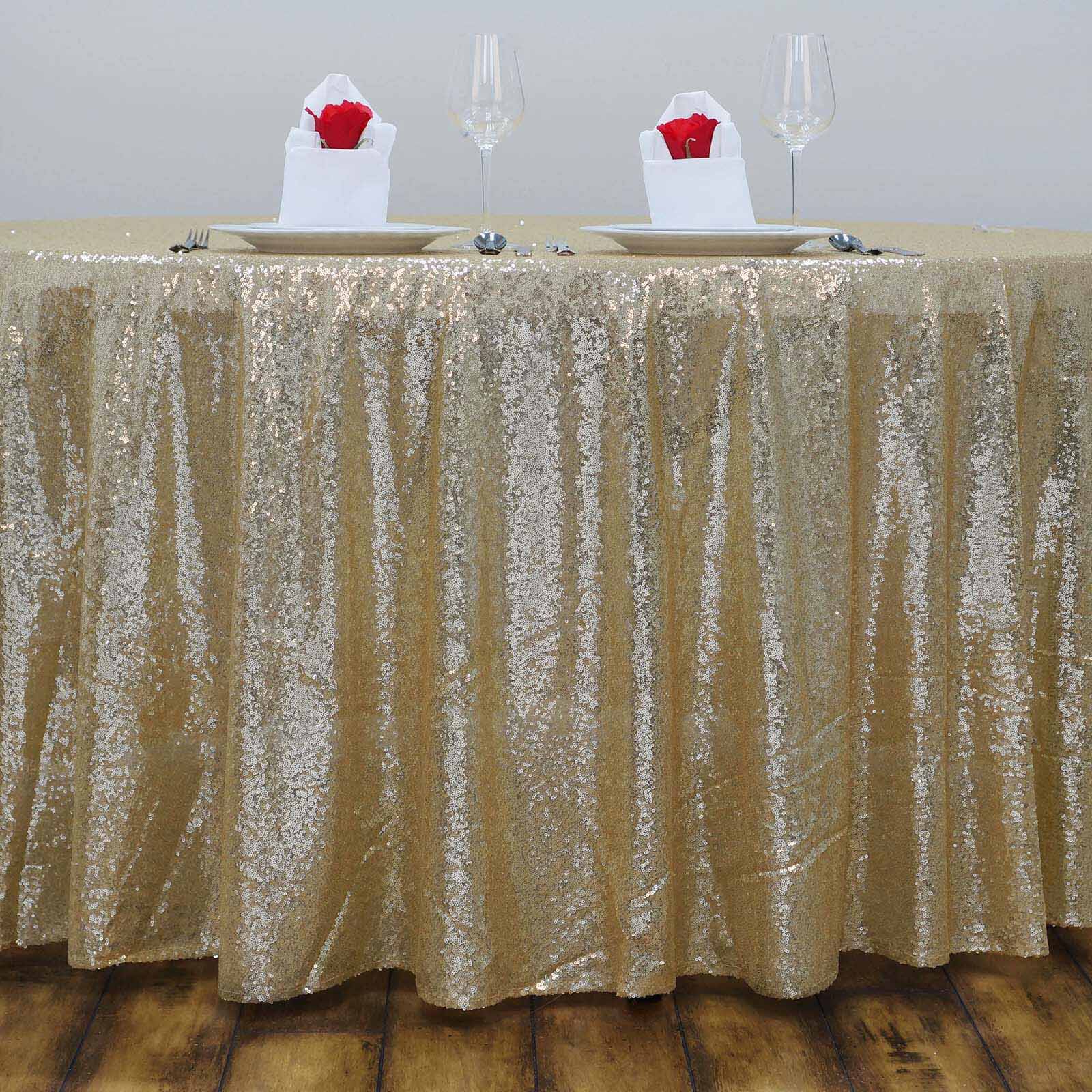 Efavormart 108" Wholesale Premium Champagne Table Cover Sparkly SEQUIN