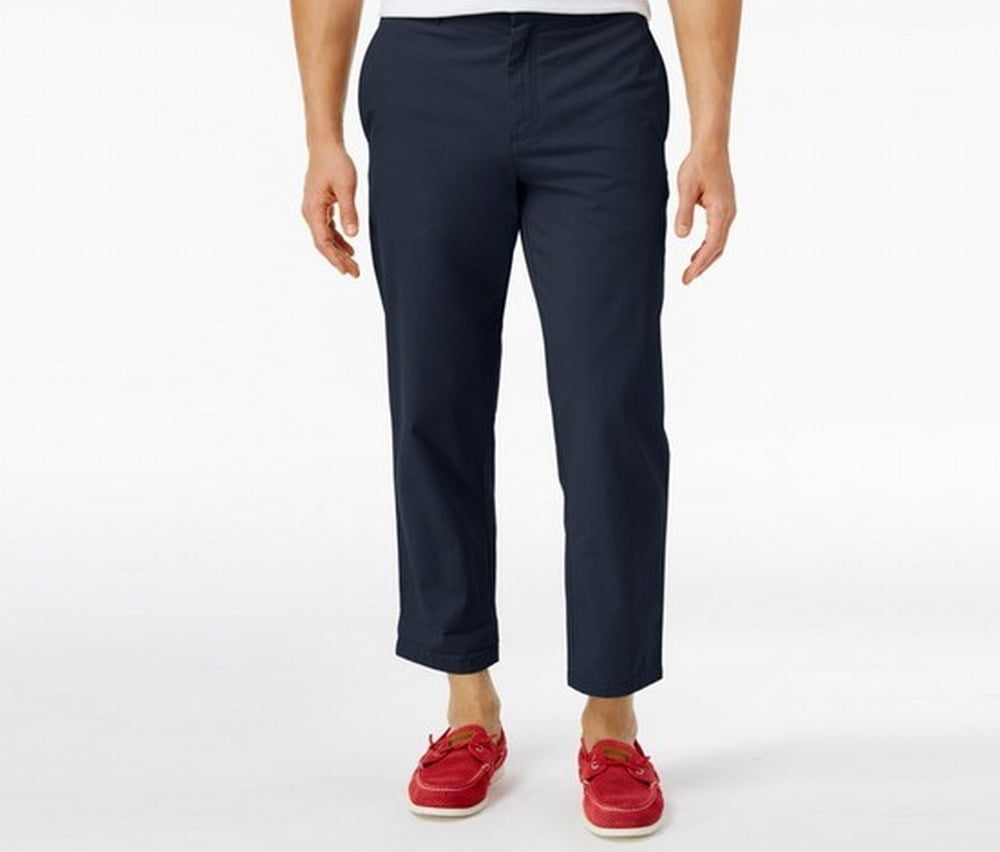 Tommy Hilfiger - Tommy Hilfiger NEW Blue Mens Size 36 Khakis Cropped Flat-Front Pants - Walmart