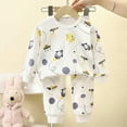 thumbnail image 2 of HCNTES Toddler Baby Boy All-Weather Clothes Long Sleeved Pullover Shirt + Pants 2 Pcs Casual Dailywear & Loungewear Outfits Set For Kids(A01-White,4-5 Years), 2 of 5