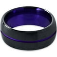 thumbnail image 3 of Tungsten Wedding Band Ring 10mm for Men Women Purple Black Domed Brushed Polished Center Line Lifetime Guarantee, 3 of 4