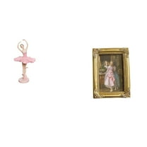 jicheng Elegant Resin Ballerina Girl Sculpture and Photo Frame Holder for Desktop Tabletop Office Study Room Bookshelf Bedroom Wall Display Gift