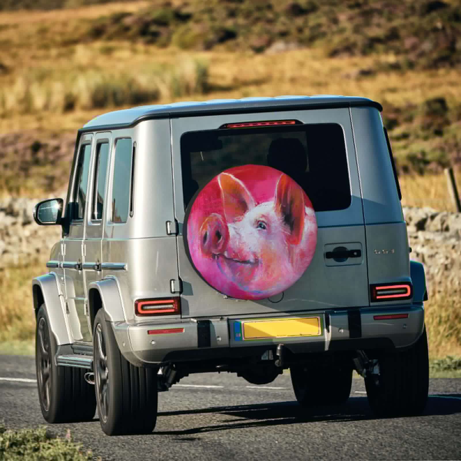 thumbnail image 3 of Haiem Spare Tire Cover , Wheel Cover with Pink Pig printed, Camper Spare Tire Cover Fit for Jeep Wrangler Rv SUV Truck Travel Trailer-14 inch, 3 of 9