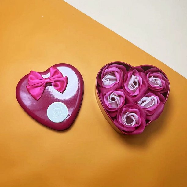 Caja de regalo con forma de flor de jabón para regalo del festival de Sanba, regalo pequeño creativo, caja de dulces de inauguración de la casa en forma de corazón, regalo de mano rosa