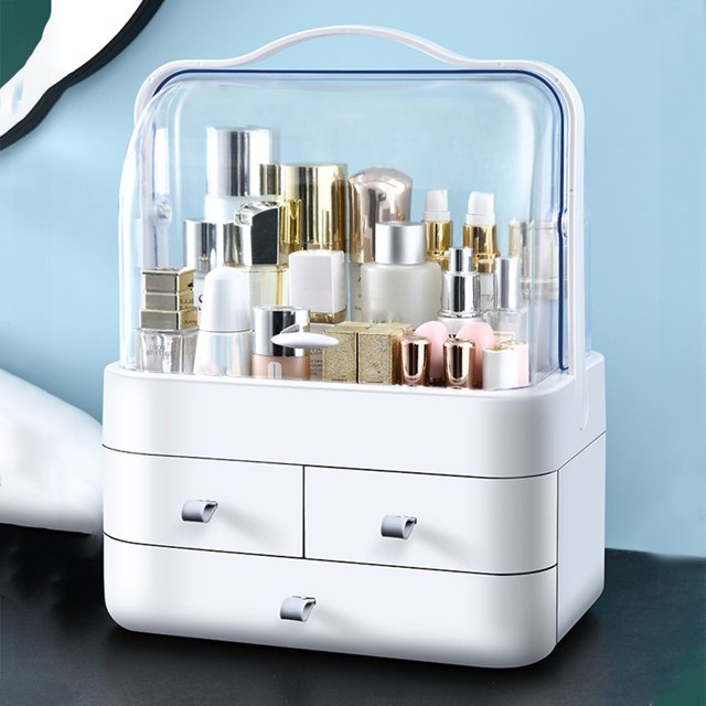 Soporte de almacenamiento de cosméticos con tapa Caja de cosméticos de encimera no tóxica para baño Wdftyju Libre de BPA