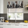 thumbnail image 4 of 2 Pack Valances for Window, Teal Brown Deer Silhouettes Short Curtains for Kitchen Bedroom Living Room, Trees Wooden Retro Art Farmhouse Rod Pocket Small Window Treatment Valance Drapes 42 x 12 Inch, 4 of 8